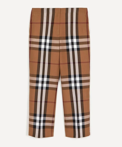 Burberry Check Print Trousers In Brown