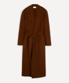 The Row Malika Double Face Wool Blend Felt Wrap Coat In Saddle Brown