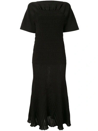 Proenza Schouler Women's Smocked Ribbed Knit Dress In Black