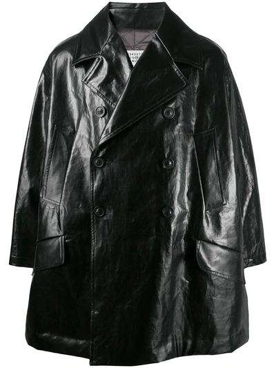 Maison Margiela Boxy Double-breasted Coat In Black