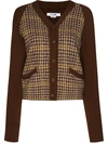 RE/DONE HOUNDSTOOTH PANELLED KNIT CARDIGAN