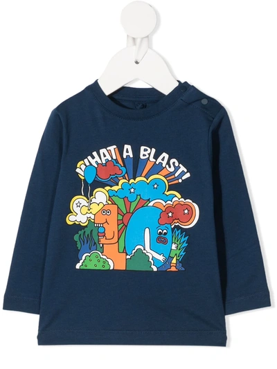 Stella Mccartney Babies' What A Blast Cotton T-shirt In Blue