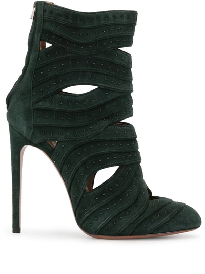Pre-owned Alaïa Cut-out Ankle Boots In Green
