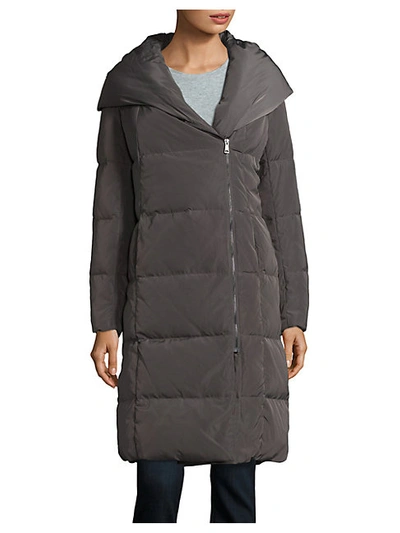 Cole Haan Portrait Collar Puffer Coat In Merlot