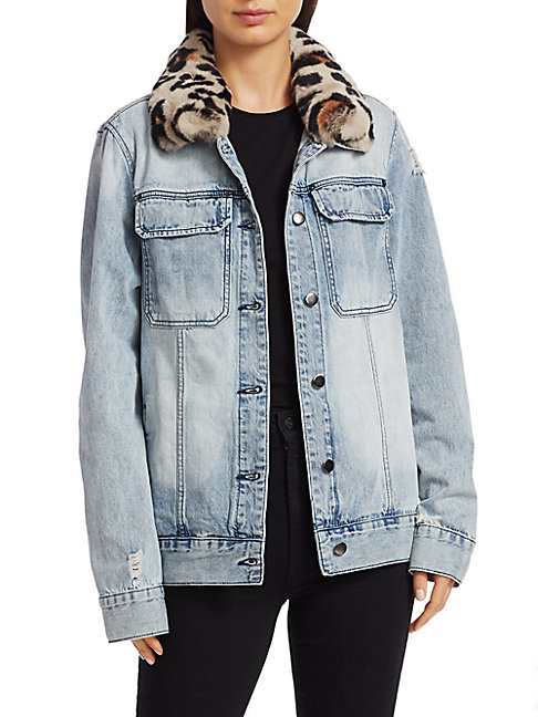 fox fur denim jacket