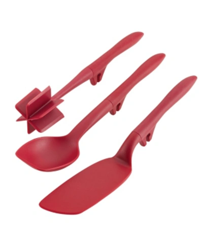 Rachael Ray Tools And Gadgets Lazy Chop And Stir, Flexi Turner, And Scraping Spoon Set In Red