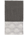 AVANTI DECO SHELLS BORDERED COTTON FINGERTIP TOWEL, 11" X 18"