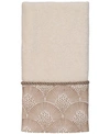 AVANTI DECO SHELLS BORDERED COTTON FINGERTIP TOWEL, 11" X 18"