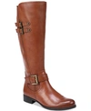 Naturalizer Jessie Womens Leather Wide Calf Riding Boots In Banana Bread