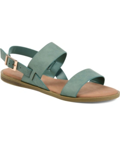 Journee Collection Women's Lavine Double Strap Flat Sandals In Blue