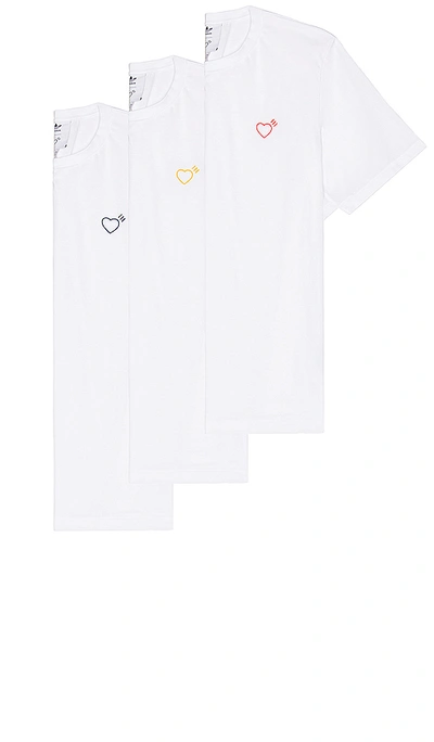 Adidas X Human Made 3 Pack Tee In White