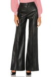 Alice And Olivia Alice + Olivia Dylan High Waist Faux Leather Wide Leg Pants In Black