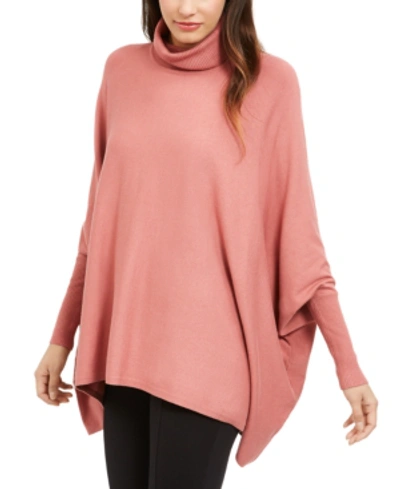 Alfani Women's Turtleneck Poncho Sweater, Created For Macy's In Whithered Rose