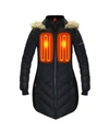 ACTIONHEAT ACTIONHEAT WOMEN'S 5V BATTERY HEATED LONG PUFFER JACKET WITH HOOD