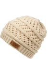 ANGELA & WILLIAM MESSY BUN PONYTAIL CROCHET BEANIE