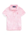 Polo Ralph Lauren Toddler Girls Pink Pony Tie-dye Mesh Polo Shirt In Space Dye
