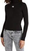 ALEXANDER WANG T TURTLENECK PULLOVER WITH LOGO PATCH
