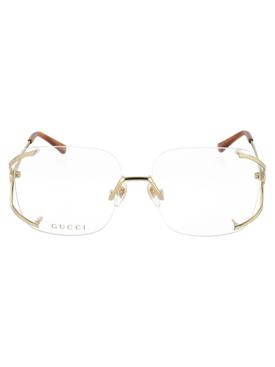 Gucci Gg0652o Glasses In 003 Gold Gold Transparent