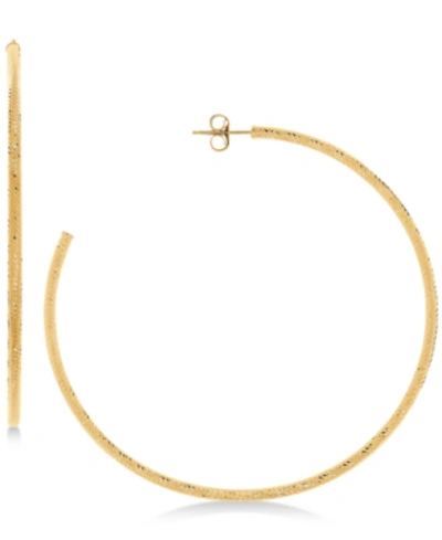 Italian Gold Textured Skinny Hoop Earrings In 14k Gold In Yellow Gold