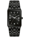 Bulova Men's Futuro Diamond-accent Black Stainless Steel Bracelet Watch 45x30mm In Green