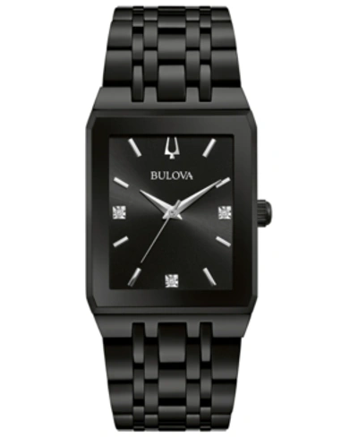 Bulova Men's Futuro Diamond-accent Black Stainless Steel Bracelet Watch 45x30mm In Green