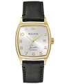 BULOVA MEN'S FRANK SINATRA AUTOMATIC BLACK LEATHER STRAP WATCH 45X33.5MM