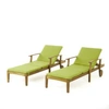Noble House Perla Outdoor Chaise Lounge (set Of 2) In Green