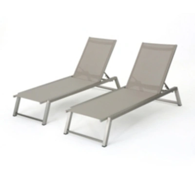 Noble House Myers Outdoor Chaise (set Of 2) In Grey