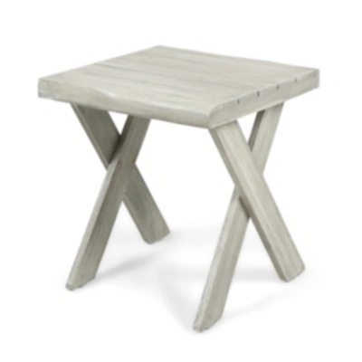 Noble House Eaglewood Outdoor Side Table In Light Grey