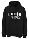 Raf Simons Distressed Life On Mars-print Hoodie In Black