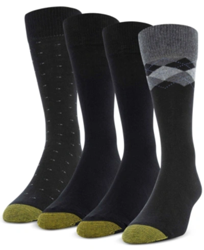 Gold Toe Men's 4-pack Casual Argyle Crew Socks In Black