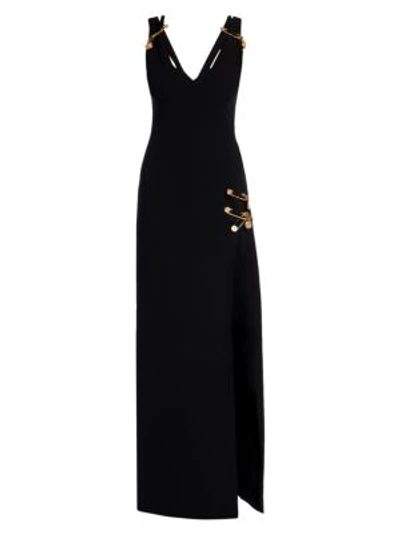 Versace Safety Pin Gown In Black