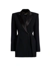 Versace Satin Lapel Blazer In Black