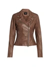 Lamarque Harper Leather Moto Jacket In Tan