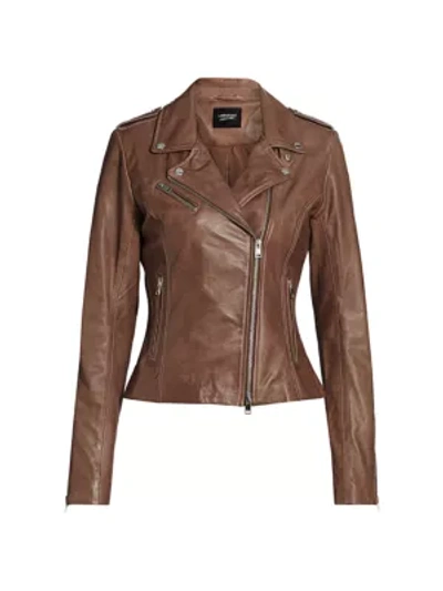 Lamarque Harper Leather Moto Jacket In Tan