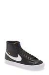 Nike Blazer Mid '77 Sneakers With Metallic Mini Swoosh In Black In Black/ White/ Black