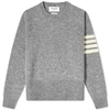 Thom Browne 4-bar Crew Neck Cashmere Jumper In Grey