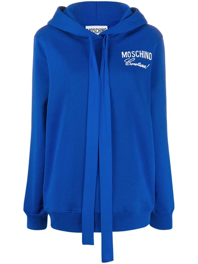 Moschino Couture! Embroidered Hoodie In Blue