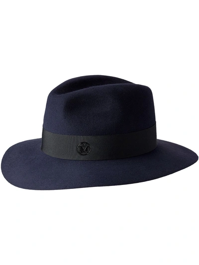 Maison Michel Stitching Detail Hat In Navy