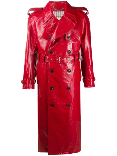 Maison Margiela Double-breasted Belted Trench Coat In Red