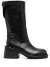 ANN DEMEULEMEESTER BLOCK HEEL CALF-LENGTH BOOTS