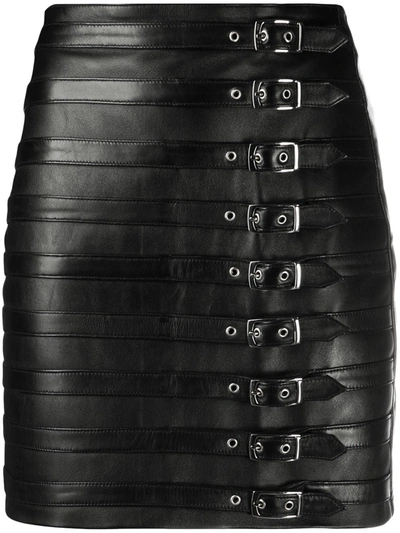 Manokhi Buckle Detail Leather Skirt In Black