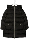 Herno Teen Long-sleeved Puffer Jacket In Black