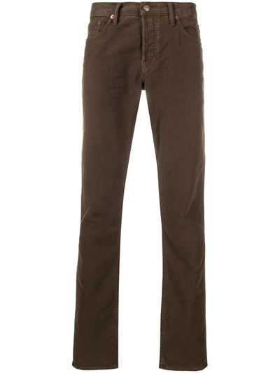 Tom Ford Slim-fit Cotton-blend Corduroy Trousers In Brown