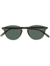 Garrett Leight Hampton Round-frame Sunglasses In Black Glass/semi-flat Pure G15