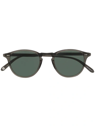 Garrett Leight Hampton Round-frame Sunglasses In Black Glass/semi-flat Pure G15