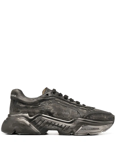 Dolce & Gabbana Daymaster Vintage-effect Low-top Sneakers In Black