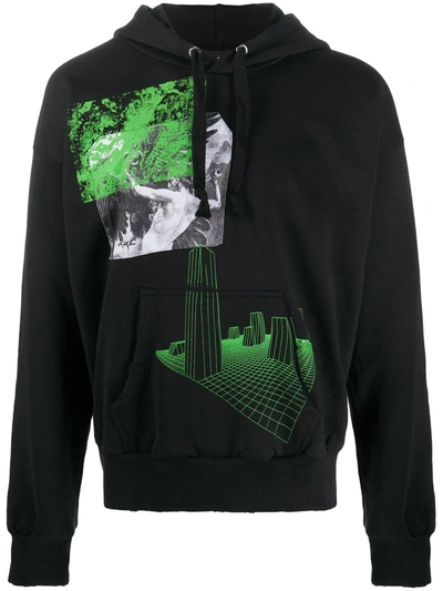 Diesel Graphic-print Hooded Sweatshirt In Black