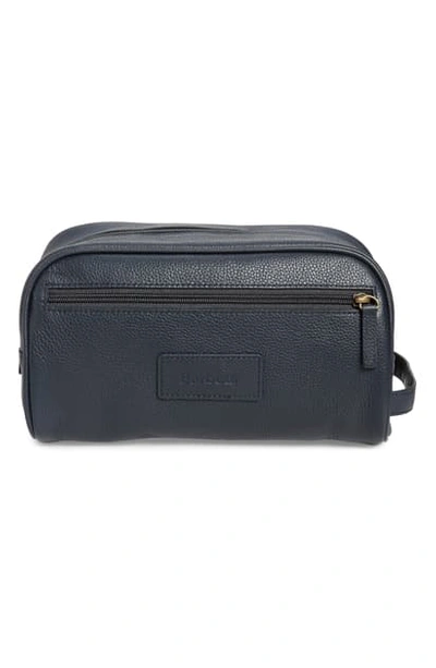 Barbour Leather Travel Kit In Navy