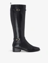 DUNE WOMENS BLACK-LEATHER TOP LEATHER KNEE-HIGH BOOTS 3,R03672904